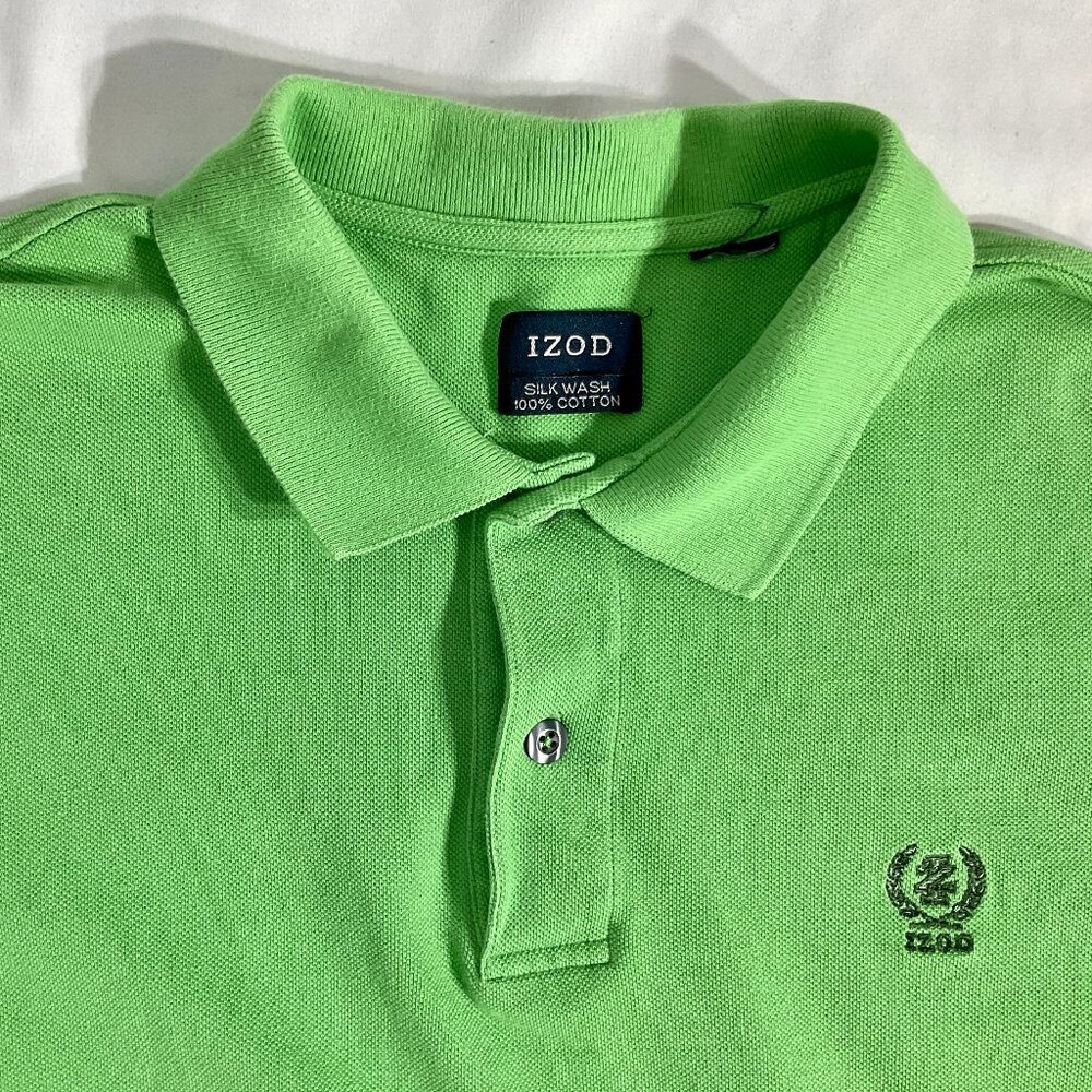 IZOD Sz Small Mens Green Polo 100% Cotton Shirt Silk Wash 4597314